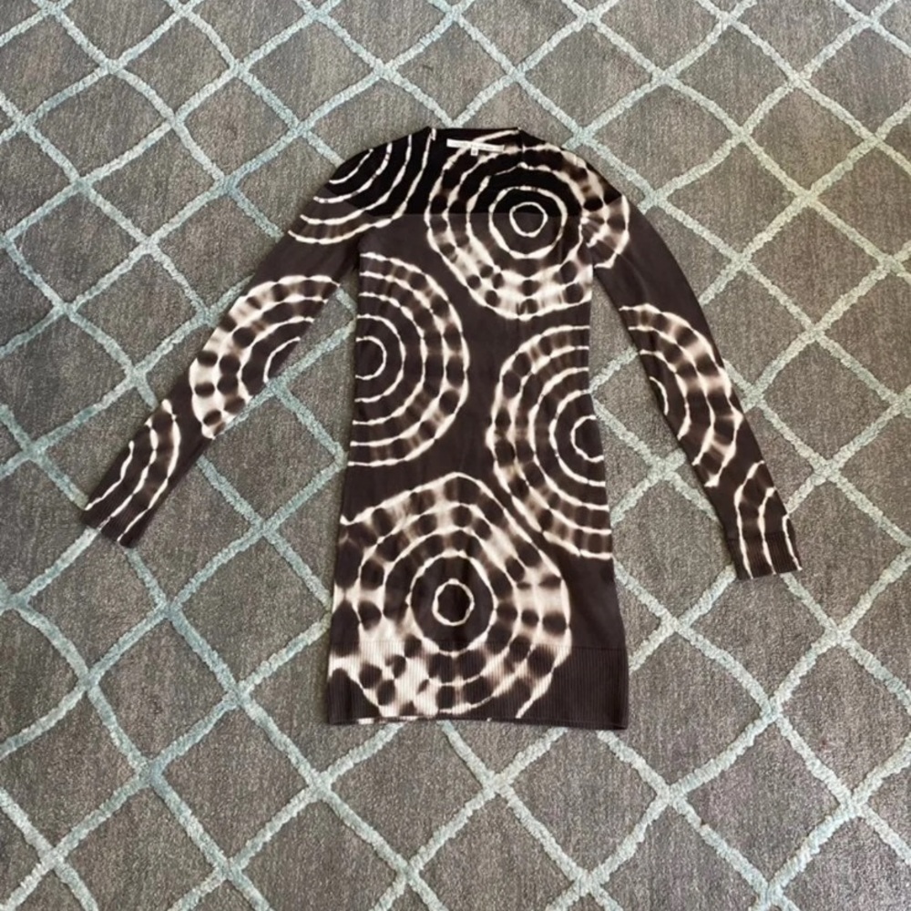 Rachel Roy Brown Mesh Pattern Dress